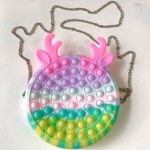 Pop-It Fidget Purse Sensory Push Bubble Rainbow Crossbody Shoulder Bag Chain Zip